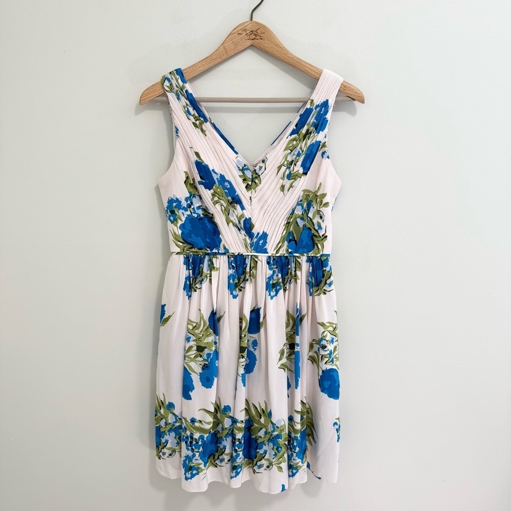 Boden Cream Floral Pleat Dress
